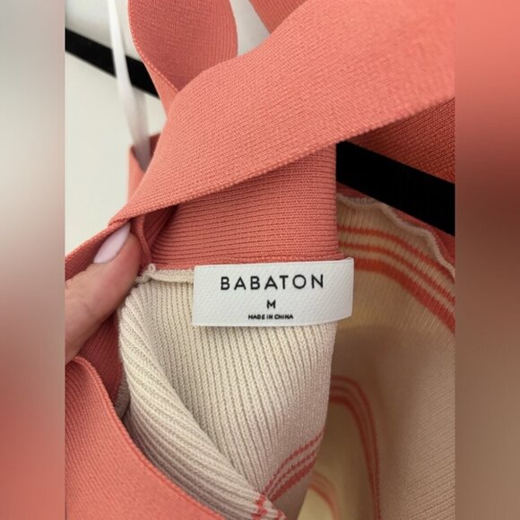 Aritzia Babaton Stripe Sculpt Knit Criss Cross Crop Top NWOT - Picture 6 of 7